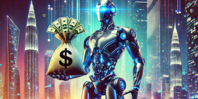 A robot holding a bag of money gID 7.png@png