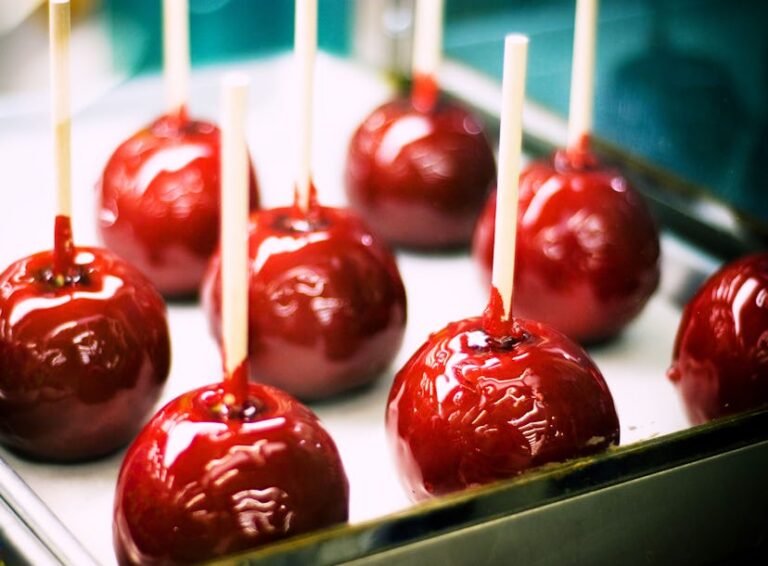 red candied apples for