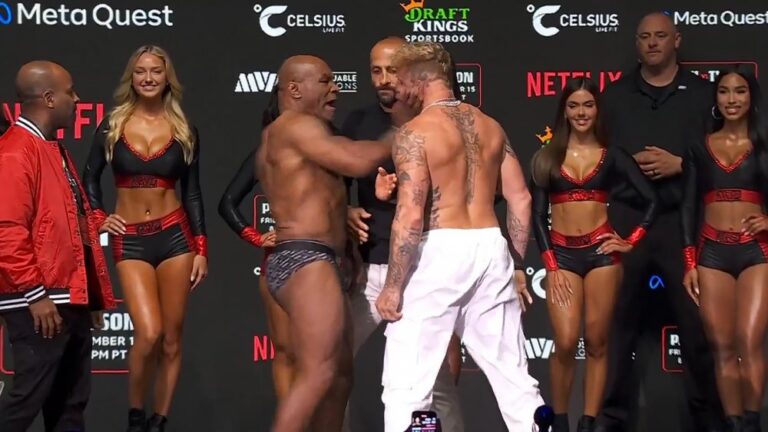 Mike Tyson Slaps Jake Paul During Weigh In for Upcoming Boxing Match 3