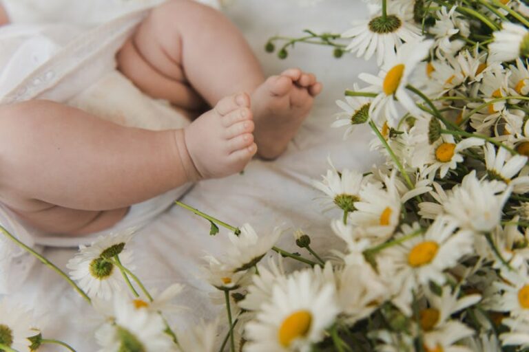 close up baby feet