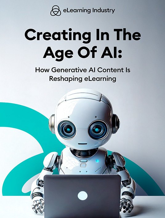 eLearning Industry Creating In The Age Of AI How Generative AI Content Is Reshaping eLearning cover
